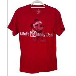 Disney Mickey Mouse Christmas T-Shirt Sz. S Red Walt Disney World